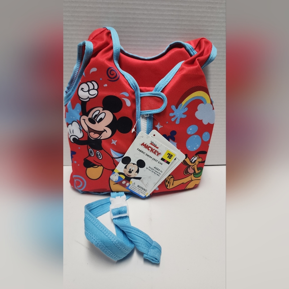 Toddler Fabric Swim Vest Disney Junior Mickey Mouse Small Medium 0- 40 Lb New